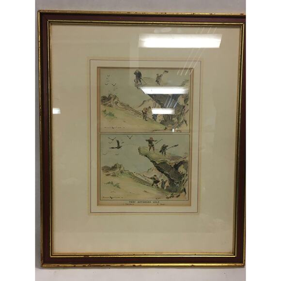 "Very Advanced Golf" Print from Push Magazine HAND COLORED Circa 1880-1920
